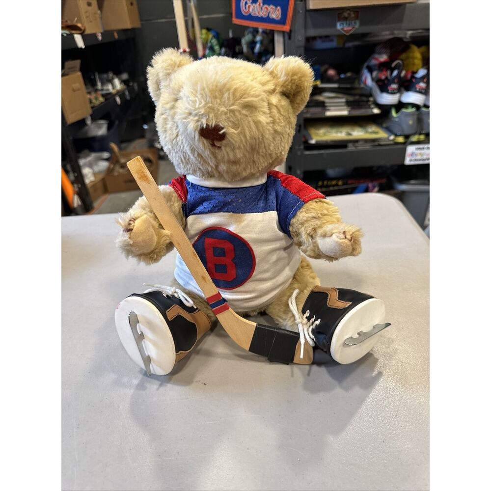 1985 Vintage Gorham Bear Ice Skater plush bear hockey player toy (15" standing)